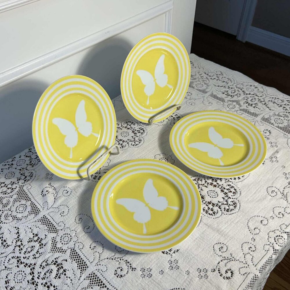 Fitz & Floyd yellow butterfly salad plates - set of 4 - Picture 2 of 10